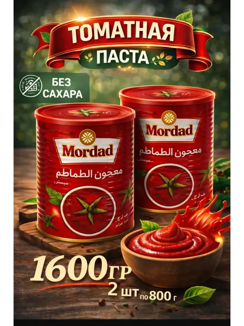 Паста томатная натуральная без консервантов 2 шт по 800г (с ВБ кошельком)