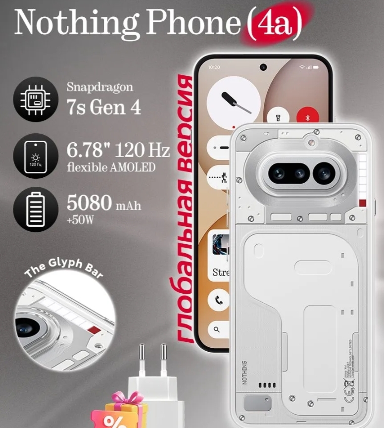 Смартфон Nothing Phone (4a) Global 8/128 (Из-за рубежа, с банками партнёрами)
