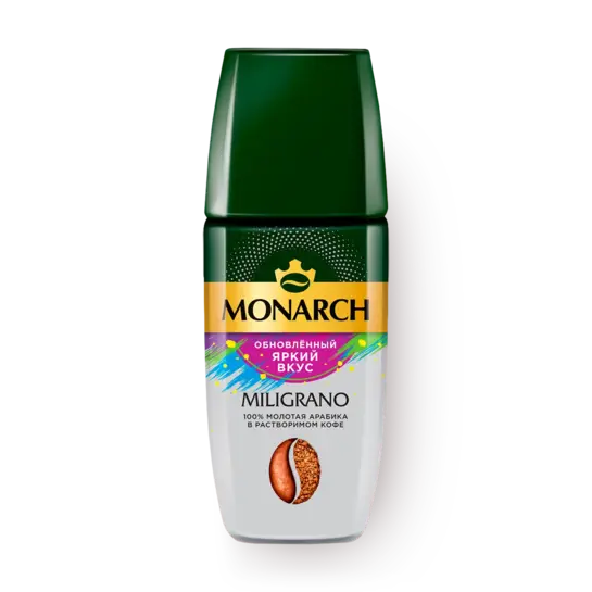 Кофе Monarch Miligrano, сублимированный с молотым, стеклянная банка, 90 г 