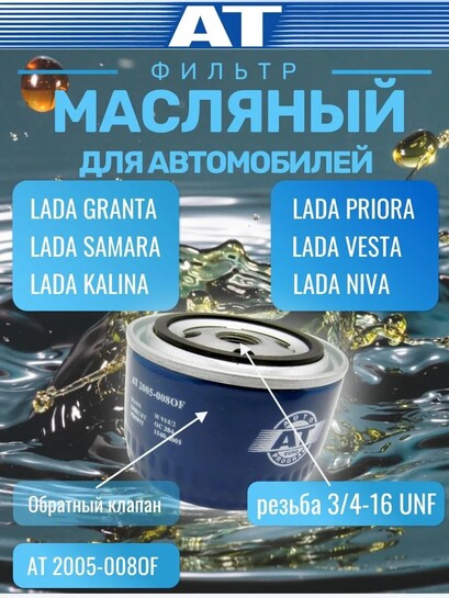Фильтр масляный для Лада Гранта Granta, Приора PRIORA, Датсун (с банками партнерами)