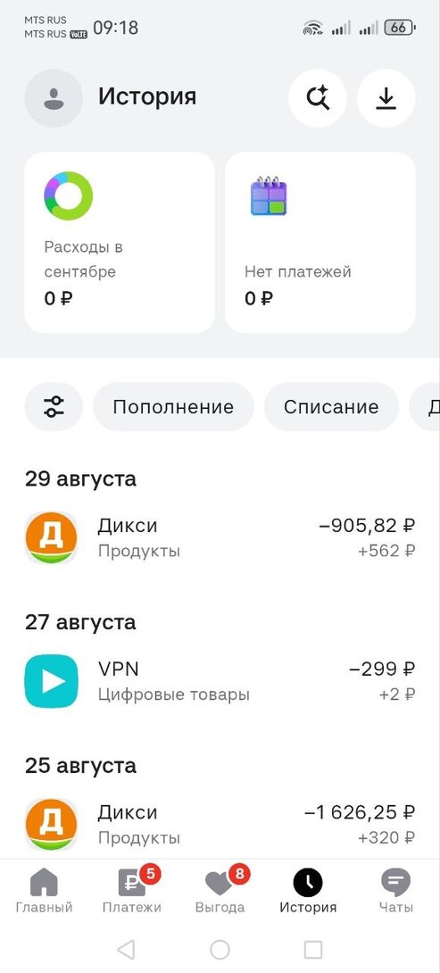 Кешбек начислен, все OK