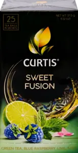 Чай зеленый Curtis Sweet Fusion, c лаймом, синей малиной и мятой, 25 пакетиков