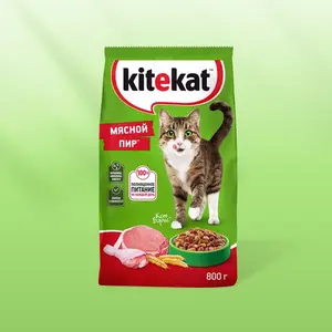 Сухой корм KITEKAT для взрослых кошек «Мясной Пир», 800 г (цена по Ozon карте) 