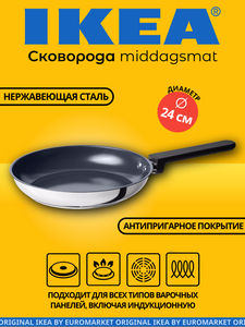 Сковорода из нержавеющей стали ИКЕА Middagsmat 24 см (цена с ozon-картой)