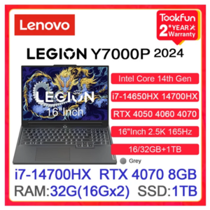 Ноутбук Lenovo Legion Y7000P, 16", 32ГБ/1ТБ, i7-14700HX, RTX 4070 8gb (+ пошлина 10 540₽) 