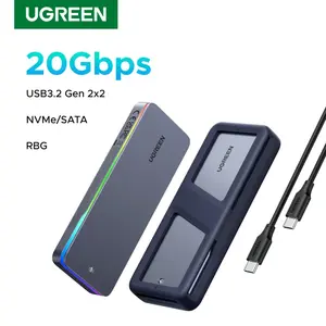 Корпус для SSD M.2 с подсветкой RGB UGREEN CM777, 20Gbps, M.2 NVMe SATA SSD Enclosure RGB Light  