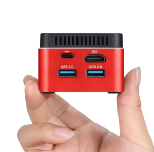 Мини-ПК VNOPN / Intel Celeron J4125, RAM 8 ГБ, SSD 256 ГБ, Intel UHD Graphics 600, Windows 10 Pro, красный (цена с ozon-картой, из-за рубежа)