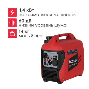 Генератор инверторный BOXBOT BGI-1400S, 1,4 кВт (цена с альфа-картой)