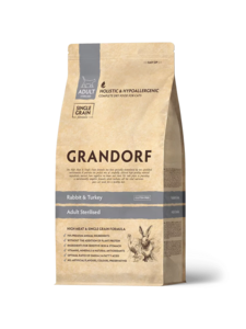 Сухой корм Grandorf для стерилизованных кошек, кролик, индейка, 2 кг (с макс. кошельком)