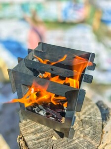 Печь походная ЛазерТехно туристическая щепочница 15 см х 13 см х 13 см (с картой OZON)