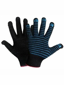 Перчатки рабочие х/б черные с ПВХ 10 пар (с картой OZON)