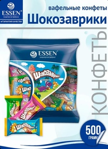 Конфеты Шокозаврики с карамелью и хрустящими криспи 500 г (с картой OZON)
