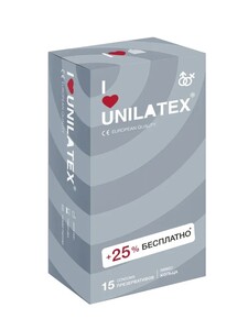 Презервативы UNILATEX Ribbed, 12 шт. + 3 шт. в подарок. (с баллами продавца, с картой OZON)