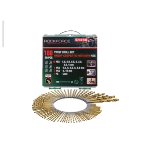 Набор сверел Rockforce по металлу 100 предметов, кейс