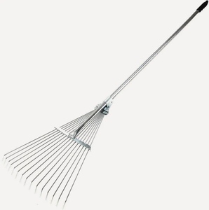 Грабли веерные, проволочные, 15 зубцов, металл, раздвижные, металлический черенок, Greengo