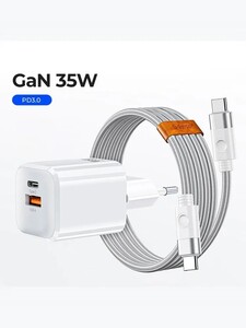 Белое зарядное устройство Orico Yottamaster CR-35A 35 Вт gan с кабелем (из-за рубежа, с картой OZON)