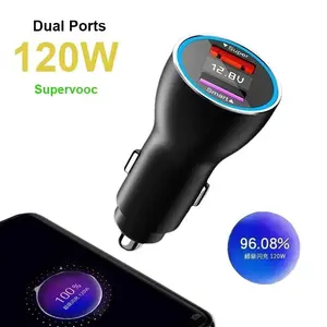 Автомобильное быстрое зарядное устройство SUPERVOOC 2.0 SuperDart 120w, двойные порты, для OPPO GT6 Find X5 X3 Pro Reno 7 Realme X50 Pro GT GT2 Neo (с картой OZON, из-за рубежа)