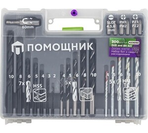 Набор бит и сверл Помощник 423090(57814) с расходниками в пластиковом кейсе, 300 предметов